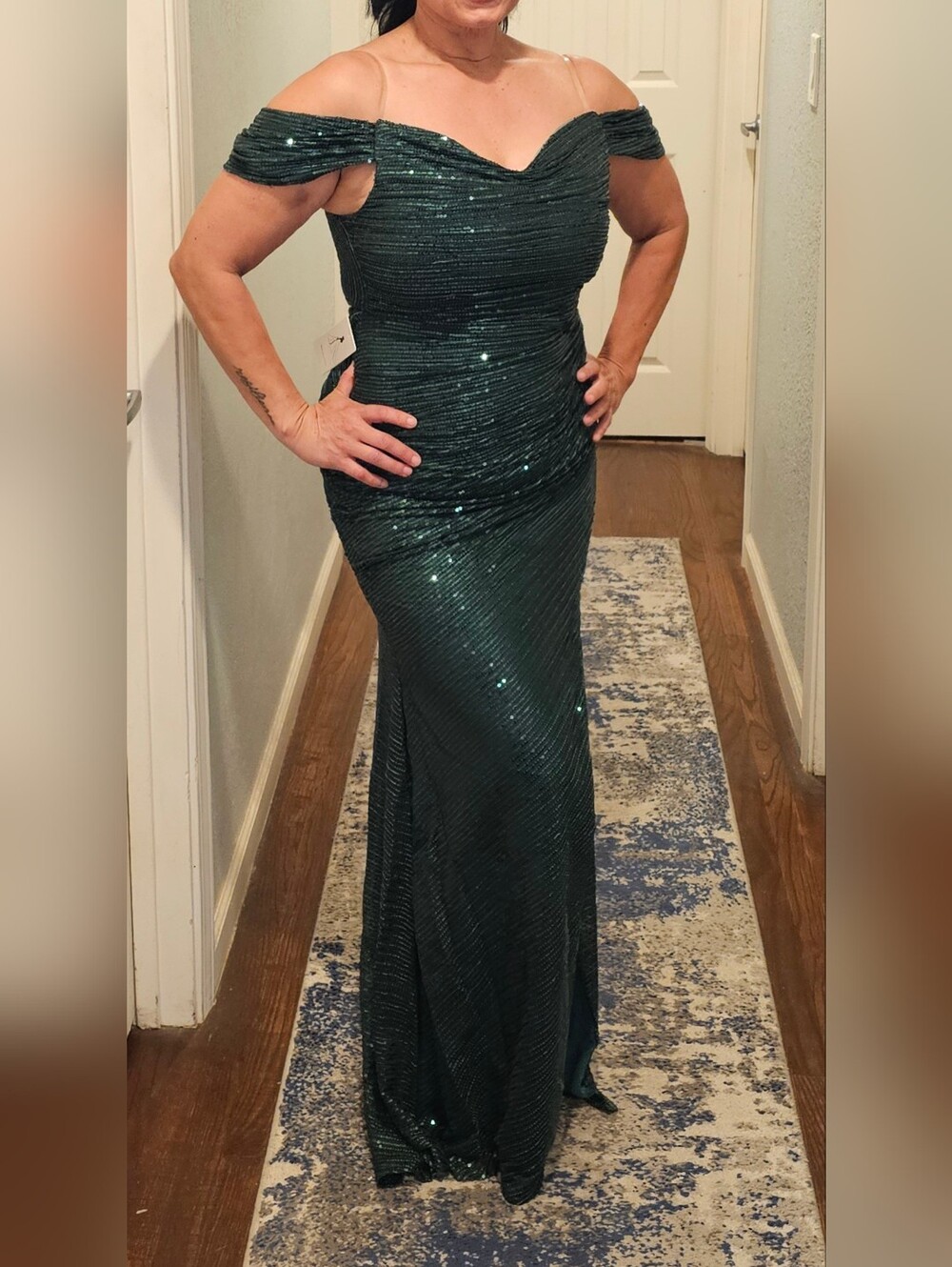 Elegant Dark Green Sequin Prom Dress